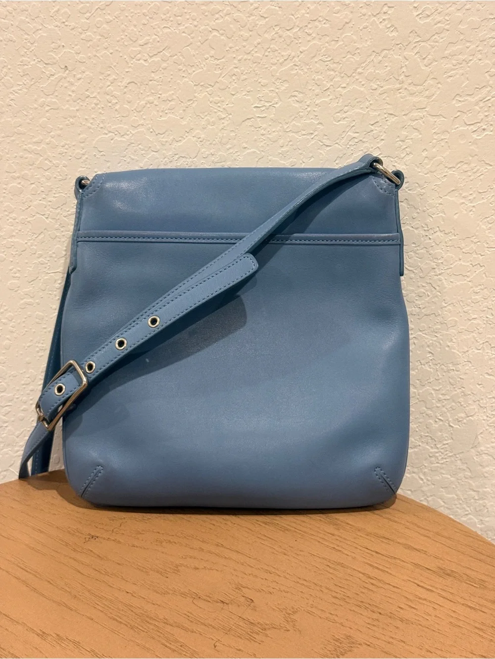 Coach Dusty Blue Leather Buckle Crossbody